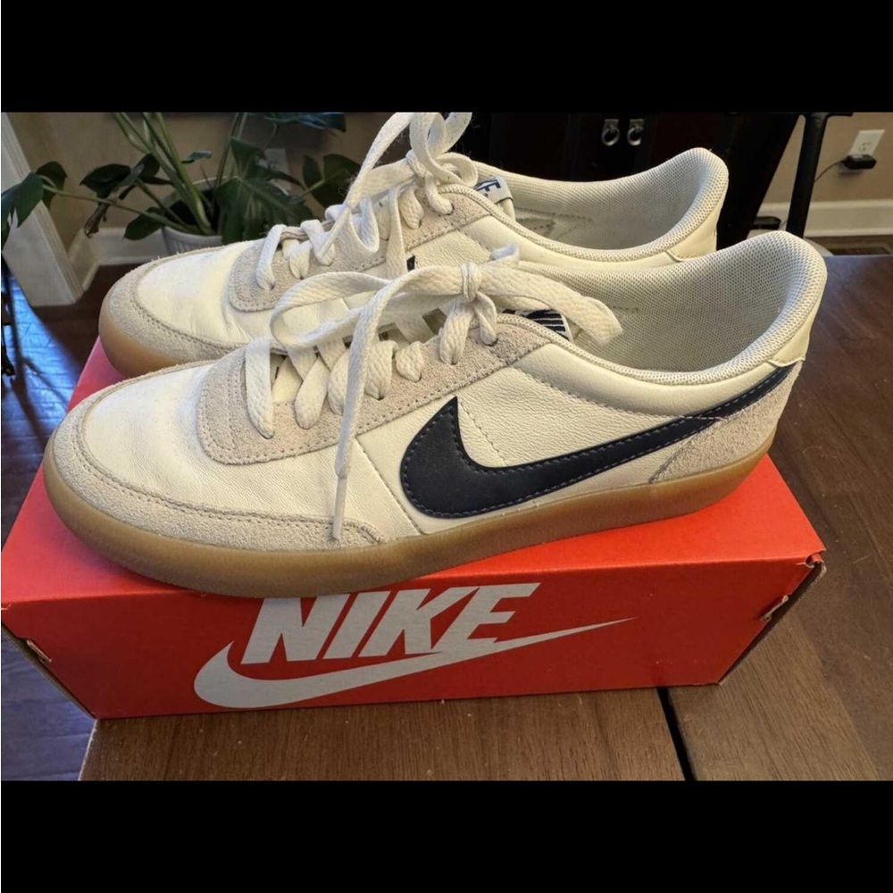 Nike Killshot Leather White and Blue Sneakers Men Size 7 Women 8.5